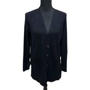 ANTHROPOLOGIE MOTH BLACK STRETCH V‎ NECK SWEATER CARDIGAN MEDIUM BOWS